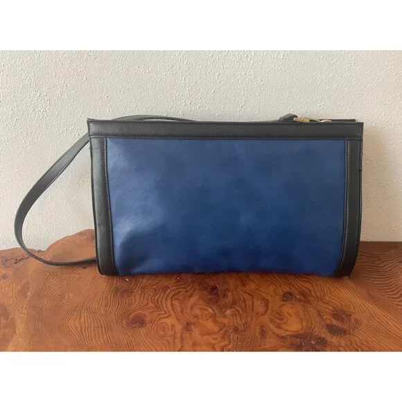 Navy French Connection Cow Hair Handbag with Long Strap - Picture 4 of 10
